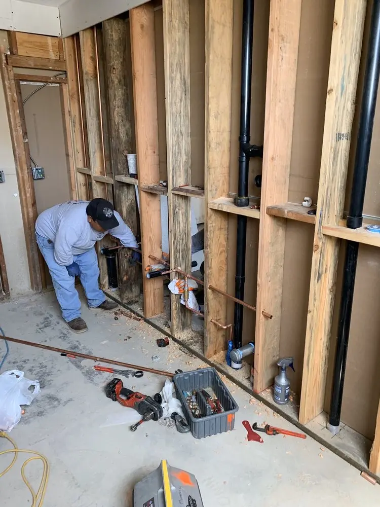 Commercial rough-in plumbing for Gas Line Repair in New Addition